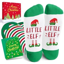 Christmas Socks Gifts for Adults - Elf Deer Socks for Knee High Elf Green