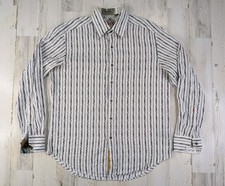 Robert Graham Shirt Mens Large Geometric Stripes Flip Cuff Button Up
