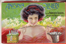 CARTOLINA  PUBBLICITARIA ANISINA OLIVIERI PORTO SAN GIORGIO RARA BELLA