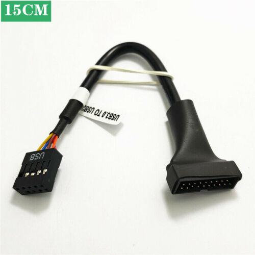 15cm Black PC Cable Adapter Internal 9-Pin Female USB 2.0 to19-Pin Male  USB 3.0 - Afbeelding 1 van 7