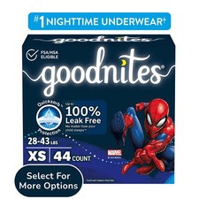 Goodnites Bedwetting Underwear for Boys, XS 28-43 lbs , 44 Ct Select for More 