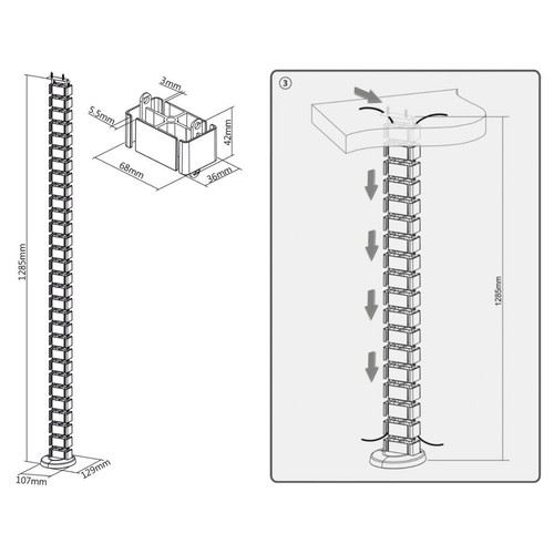 Flexibler Schreibtisch Kabelkanal XXL I Kabelführung Kabelmanagement I 1285mm - Bild 7 von 7