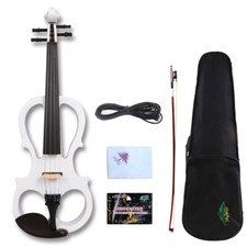 Yinfente Electric Violin 4/4 White Free Case Bow Nice Tone Solid wood EV5