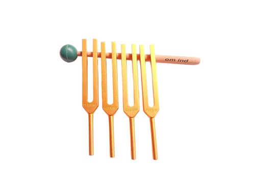 DNA Nucleotides Gold color 4 pc Tuning Forks with Velvet pouch & Mallet - Picture 3 of 4
