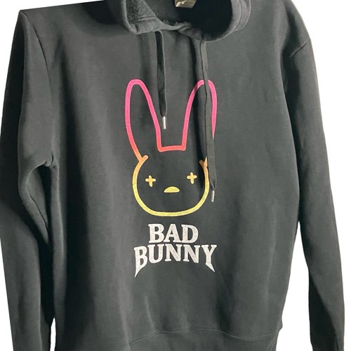 Bad Bunny Hoodie Womens Black Pullover Sweatshirt Graphic Print Adult Size XL - Picture 3 of 8