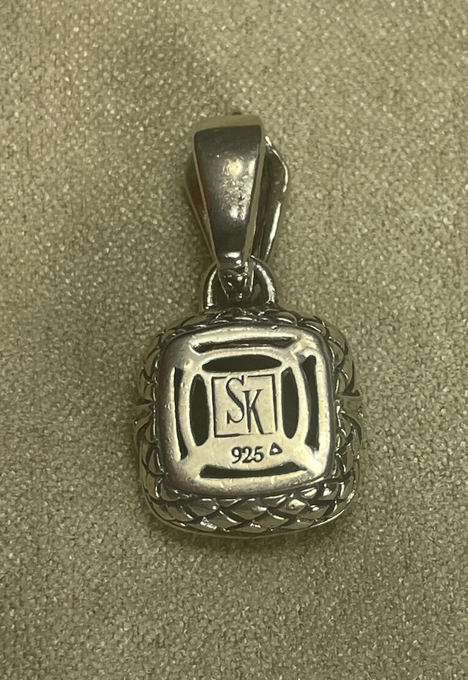 Juego de colgantes y pendientes Scott Kay para mujer de plata de ley con topacio azul diamante Foto 3 de 4