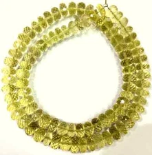 AAA~Natural Lemon Quartz Faceted Rondelle Beads Lemon Quartz 8.MM Luster Beads.