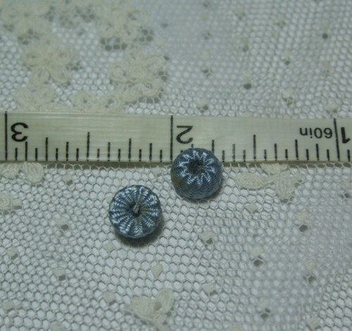 Tiny antique french doll dress button blue passementerie fabric 1/4" small vtg - Picture 4 of 11