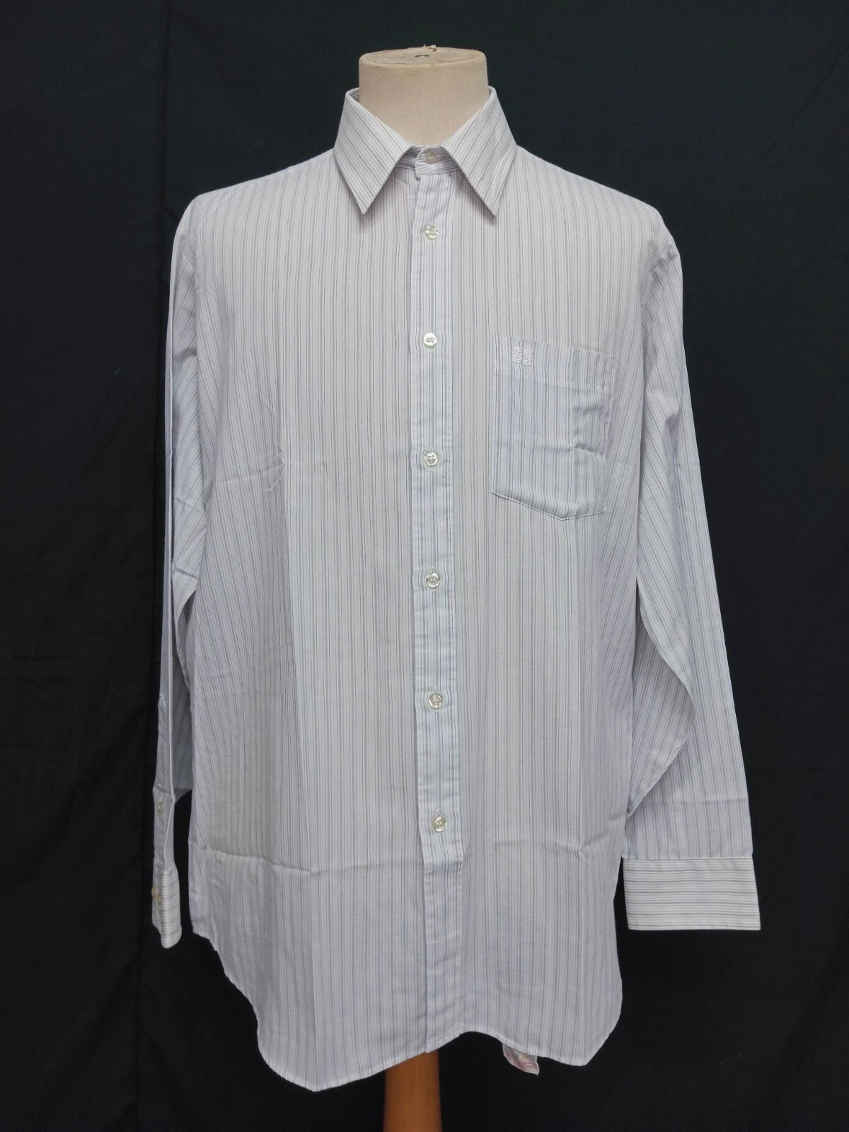 Camicia abito uomo Givenchy Monsieur bianco marrone a righe poliestere L S 16 5 42