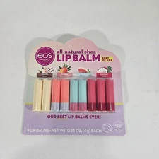 EOS All Narural Lip Balm, Watermelon,  Vanilla, Coconut, Mango, 9 Pack