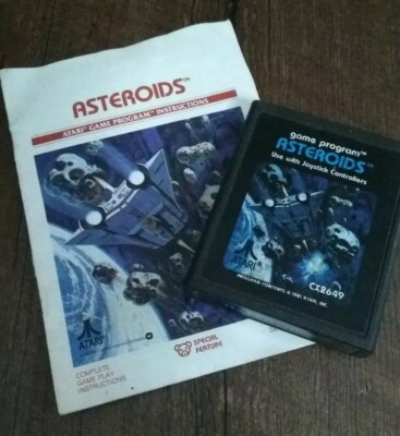 1981 Atari Asteroids Video Game Cartridge with Instruction Manual