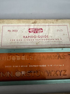 Vintage Koh-I-Noor Rapido-Guide Rapidograph Guides Letter Stencils