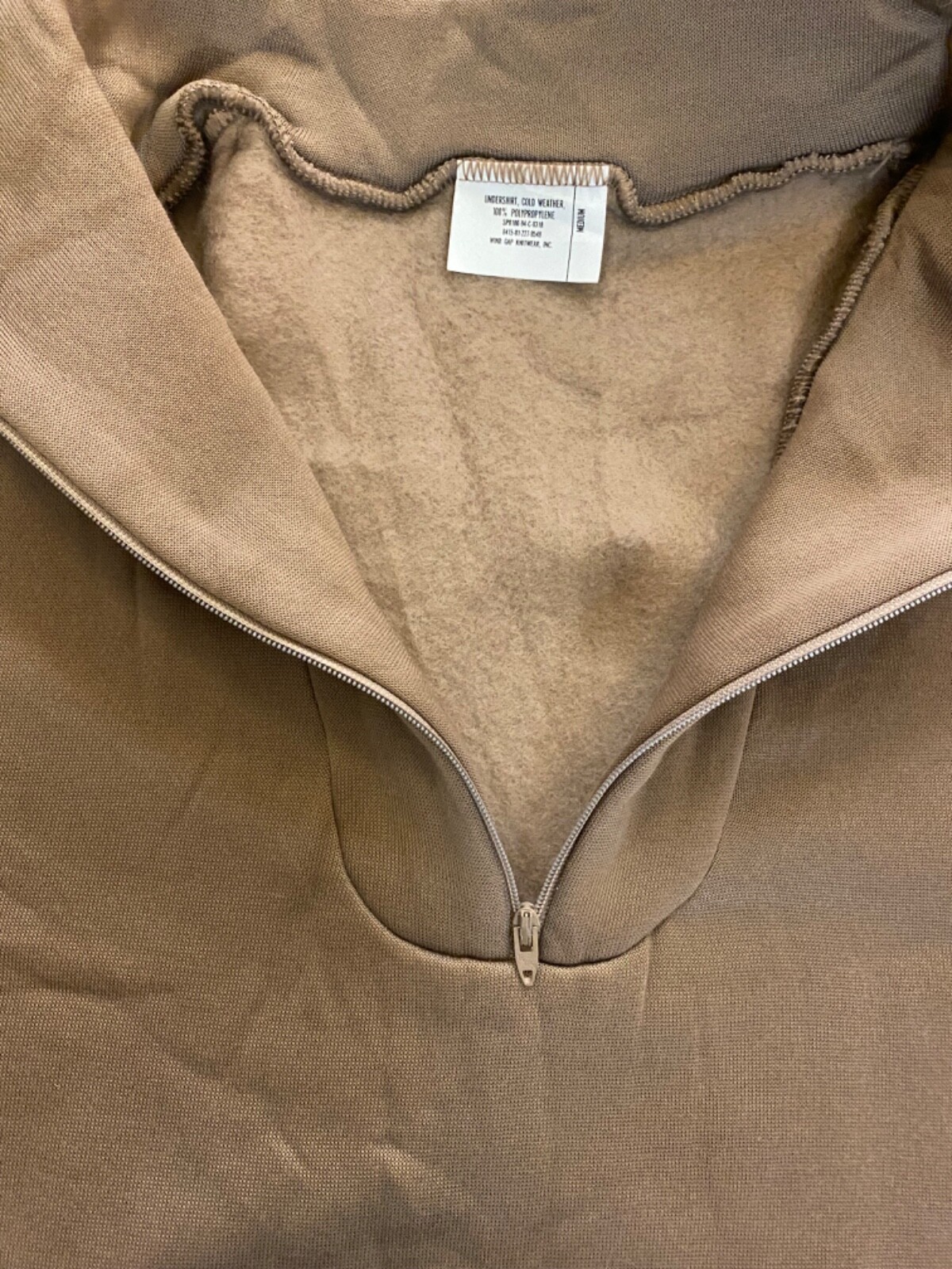 Wind Gap Knitwear Military Issue Cold Weather 1/4 Zip Undershirt Size