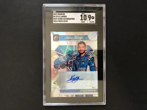 2023 Panini Donruss Race Kings Kyle Larson Auto Silver Prizm 49/49 SGC 9