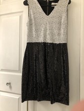 Nicole miller Sequined Black And White Evening Dress