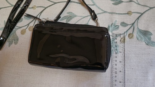 Vintage Buxton Stylish Black Small Patent Leather Purse, Long Crossbody - Picture 5 of 9