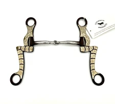 Western Horse Mouth Snaffle Curb Bit Engraved Silver Overlay Equestrian Show