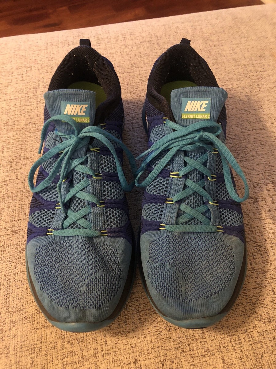 Nike Flyknit Lunar 2 Light Blue Running Shoes Men display picture 1