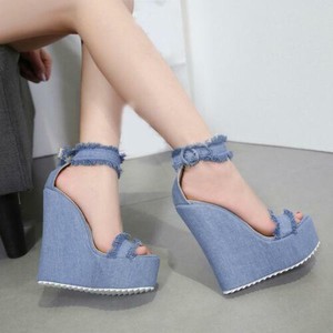 denim wedge heel shoes