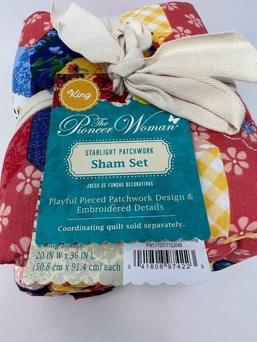 NEW Pioneer Woman Starlight Patchwork 2-Piece Quilt King Sham Set 36" x 20" - Picture 5 of 5