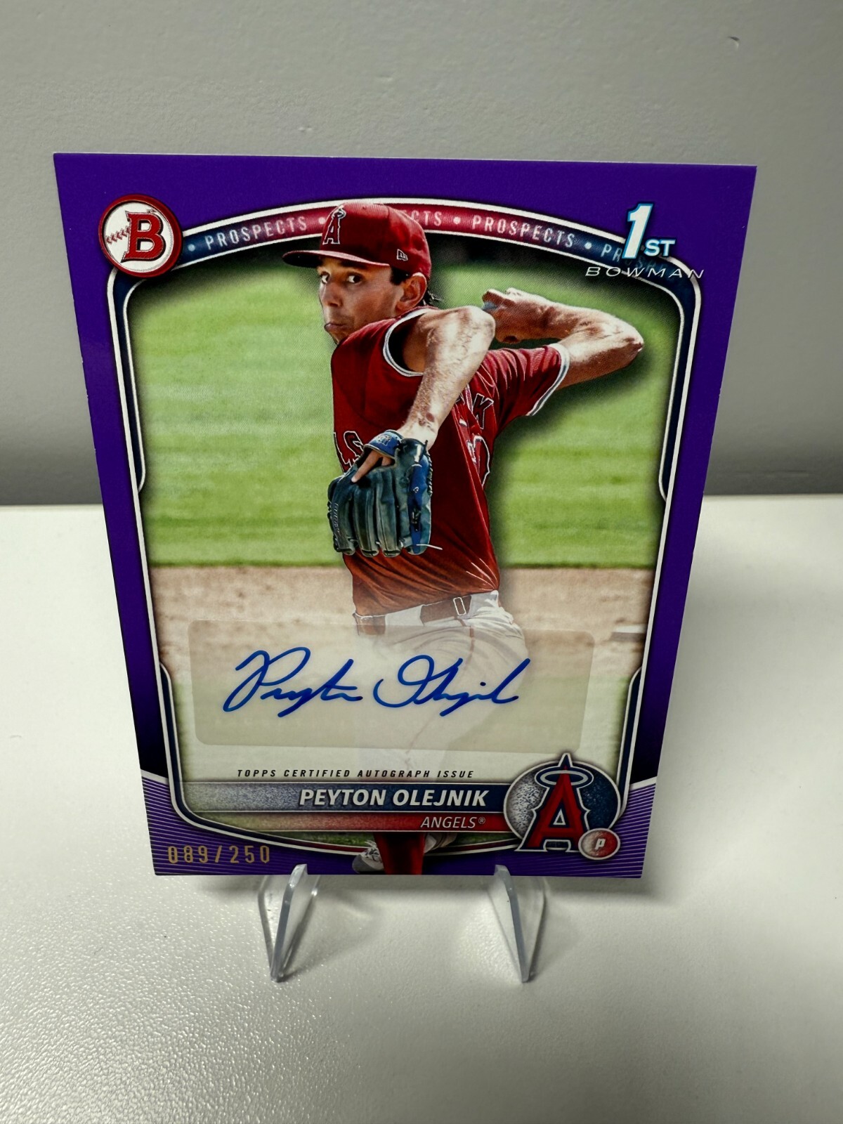 Peyton Olejnik 2025 Bowman Paper 1st Purple Auto /250 #BPA-PO Angels