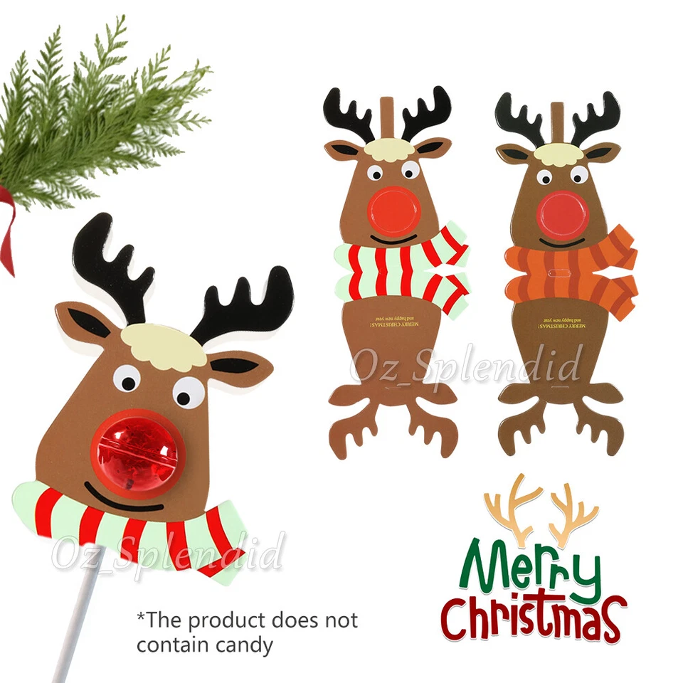 25-200pcs Christmas Elk Party Lollipop Lolly Sugar-loaf Paper Card Holder Xmas - image 4 of 4