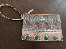 Spartina 449 orange, tan and blue wristlet