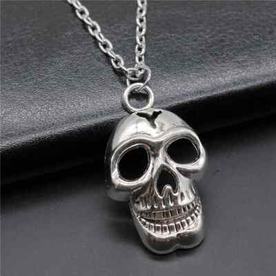 Pendentif Tête De Mort Argenté - Collier Métal, Unisexe, Neuf Avec étiquettes