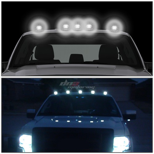 FOR 99-16 F250-F550 TRUCK 5X CHROME CAB ROOF TOP WHITE LED MARKER LIGHT+HARNESS - Picture 5 of 5