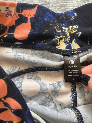 Leggings de tiro alto Popfit azul melocotón estampado floral Stella con bolsillos grandes - Imagen 4 de 6
