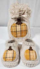 My First Halloween Baby 0-6 Months Pumpkin Crocheted Booties/Beanie Doudou Paris