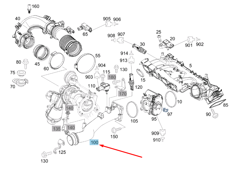 MERCEDES-BENZ A W176 Intake Manifold Intermediate Flange A2700900744