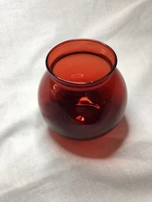 Vtg Royal Ruby Red Round Anchor Hawking Decorative Ball Vase No Chips No Cracks