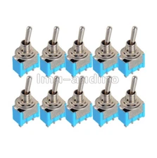 2/5/10PCS Mini MTS-102 3Pin SPDT ON-ON 6A 125V AC Miniature Blue Toggle Switches