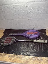 Vintage Wilson Staff Comp Squash Racket Mid Sized Head Purple Green with Case