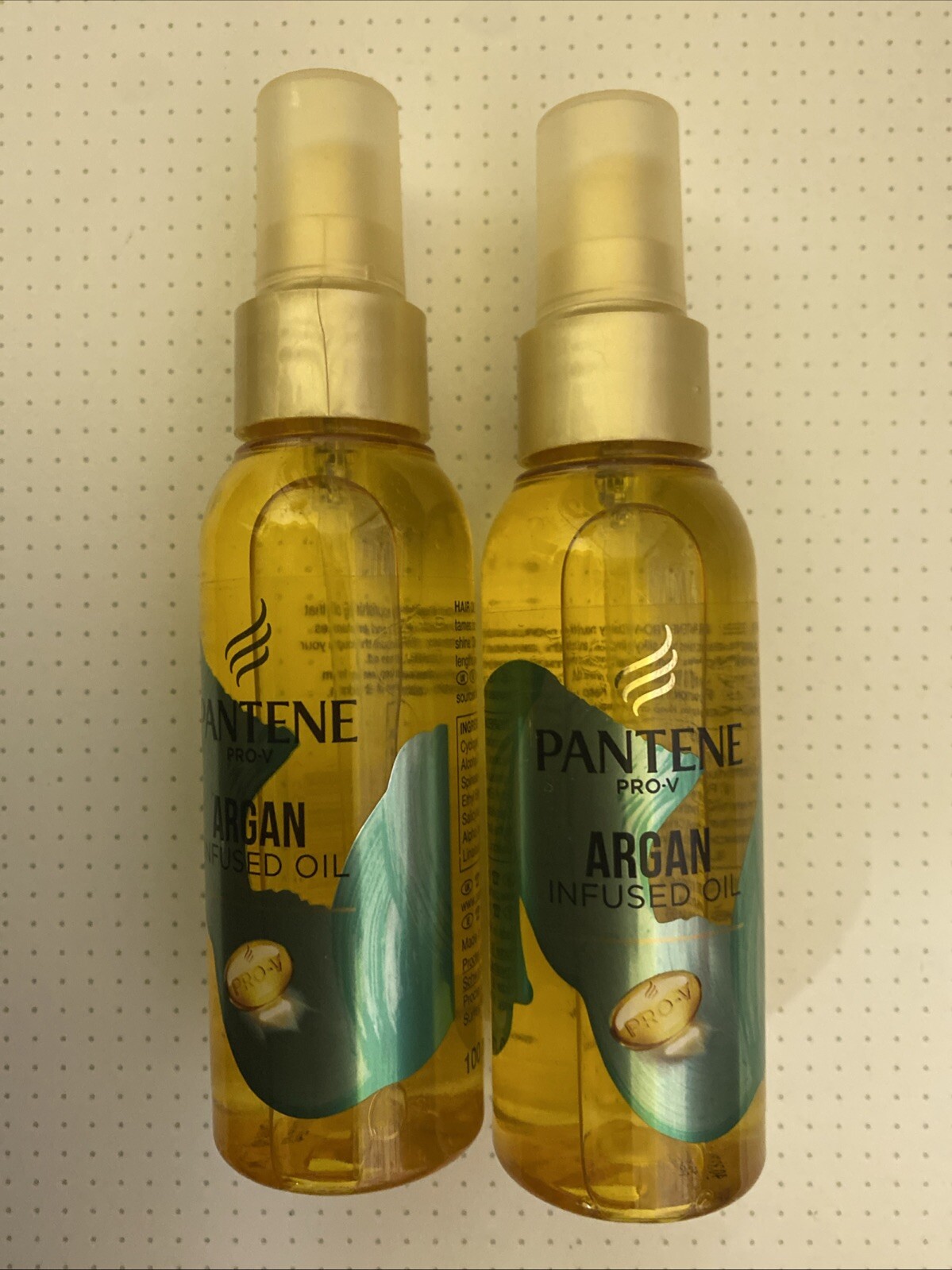 2 x Pro-V Argan Infused Frizz Ease Hair Oil for Dry & Damanged Hair 100ml .