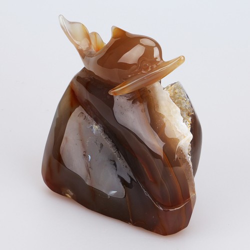 597 4.1" Natural Geode Agate Quartz Crystal Hand Carved Dolphin Carving 0112 - Picture 5 of 8