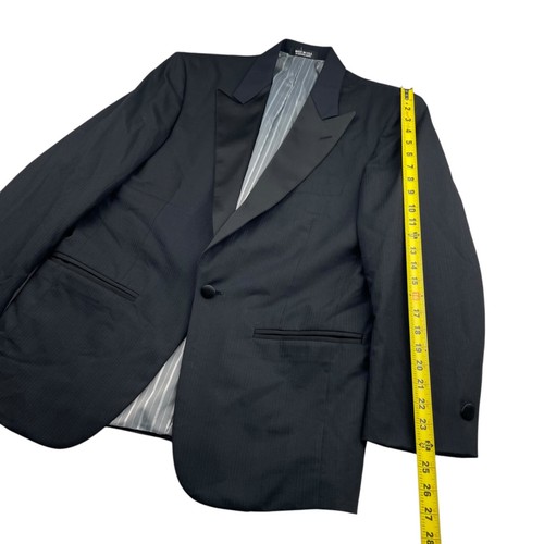 VTG Lord West Men's Satin Lapel Tuxedo/Smoking Jacket Black Stripe • USA • 41R - Picture 11 of 12