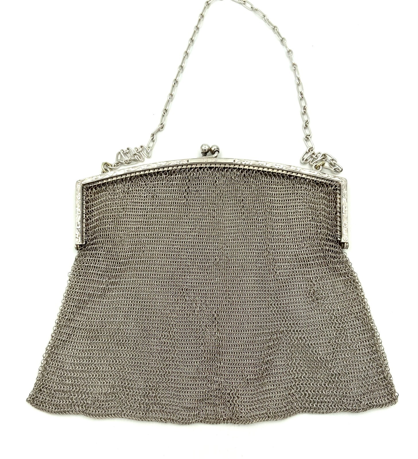 1919 ANTIQUE Flapper .925 Silver Chainmail Paperclip … Gem