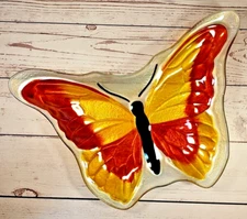 Gorgeous Glass Butterfly Plate / Candy Dish By Transpac