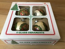 Vintage Santa's Workshop Essex Franke Company 4 Glass Ornaments Made in USA