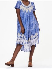 Womens Summer Sun Dress Umbrella Tie Dye Flower Beach Resort Wear Boho Hippie