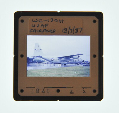 35MM SLIDE AIRCRAFT 1987 - LOCKHEED WC-130H HERCULES USAF AT FAIRFORD A91