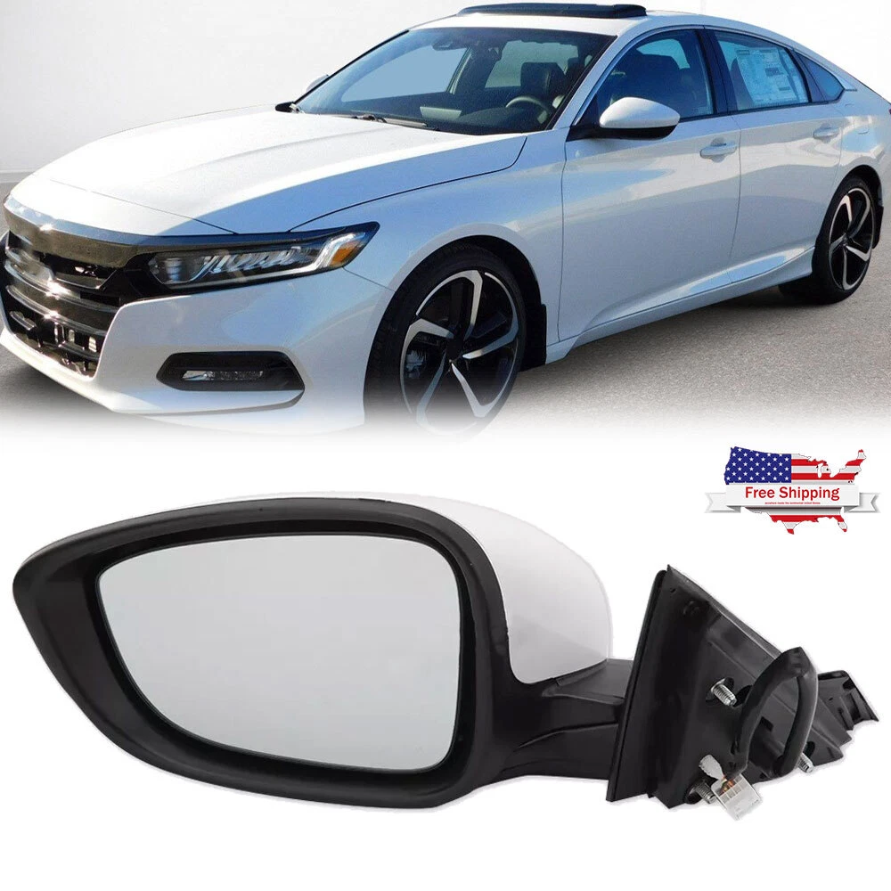 White Left Driver Side Mirror 3Pin For Honda Accord 2018 2019 2020 2021 2022