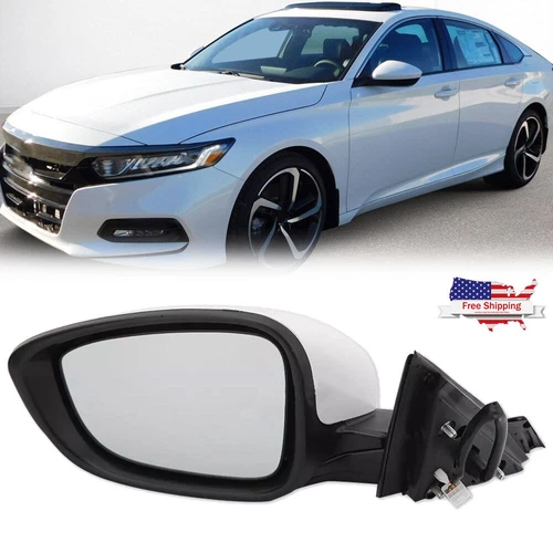 White Left Driver Side Mirror 3Pin For Honda Accord 2018 2019 2020 2021 2022