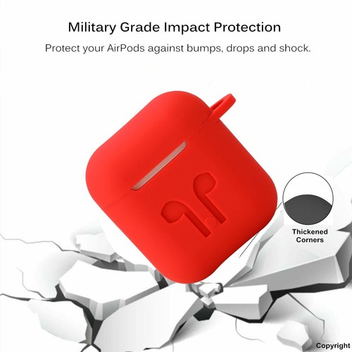 2 Pack Silicone Cover Protective Skin W/ Buckle for Apple Airpod Charging Case - Picture 5 of 14