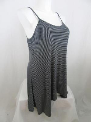 LOGO Layers by Lori Goldstein M Black Striped Camisole w/ Asymmetric Hem