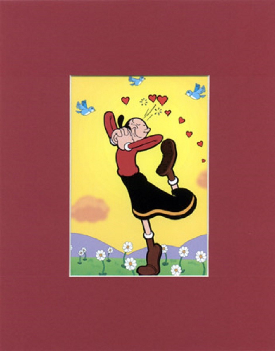 OLIVE OYL~POPEYE THE SAILORMAN~MAT PRINT~ FLOWERS, BIRDS & HEARTS