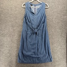 Talbots Denim Dress Womens 10 Blue V-Neck Sleeveless Shift Boho Cottage Casual