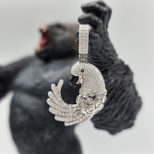 Colgante loro moissanita, plata de ley 925, guacamayo, colgante grande, animal